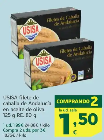 HiperDino USISA filete de caballa de Andalucía en aceite de oliva oferta