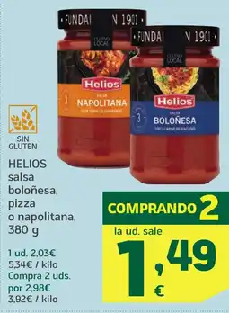 HiperDino HELIOS salsa boloñesa, pizza o napolitana, oferta