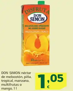 HiperDino DON SIMON néctar de melocotón, piña, tropical, manzana, multifrutas o mango oferta