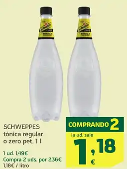 HiperDino SCHWEPPES tónica regular o zero pet oferta