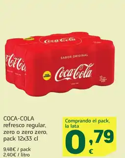 HiperDino COCA-COLA refresco regular, zero o zero zero, oferta