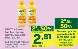 HiperDino FRUCTIS Garnier hair food banana champú para pelo seco oferta