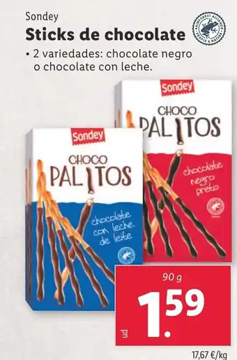 Lidl SODNEY Sticks de chocolate oferta