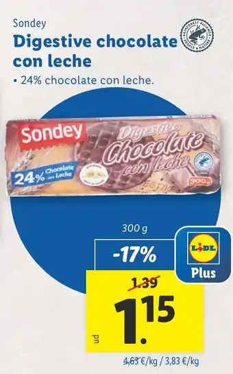 Lidl SODNEY Digestive chocolate con leche oferta