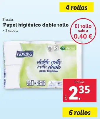 Lidl FLORALYS Papel higiénico doble rollo oferta