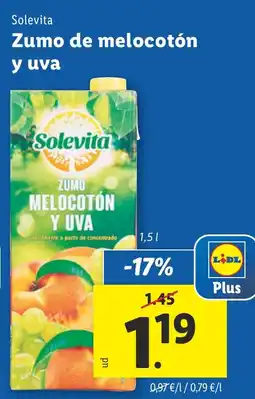 Lidl SOLEVITA Zumo de melocotón y uva oferta