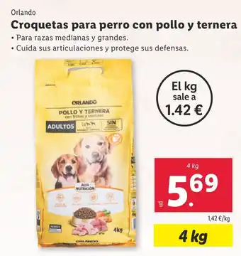 Lidl ORLANDO Croquetas para perro con pollo y ternera oferta