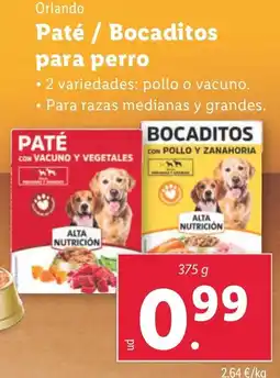 Lidl ORLANDO Paté / Bocaditos para perro oferta