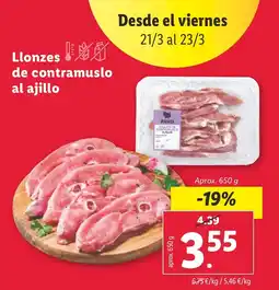 Lidl Llonzes de contramuslo al ajillo oferta