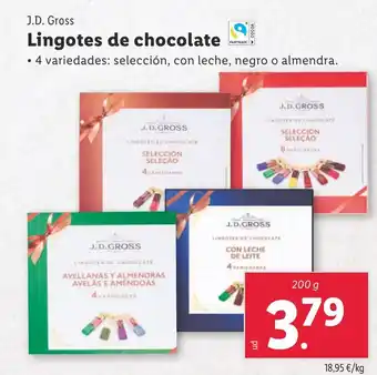 Lidl J.D. GROSS Lingotes de chocolate oferta