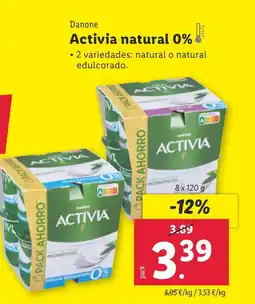 Lidl DANONE Activia natural 0% oferta