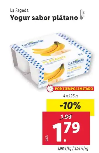 Lidl LA FAGEDA Yogur sabor plátano oferta