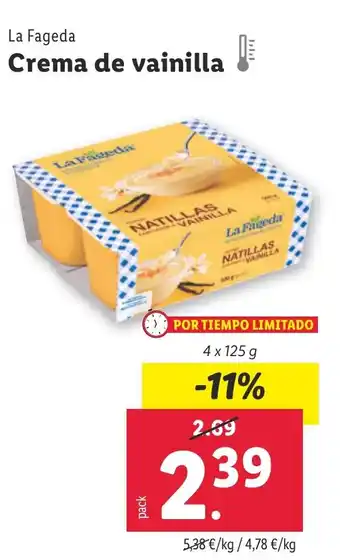 Lidl LA FAGEDA Crema de vainilla oferta