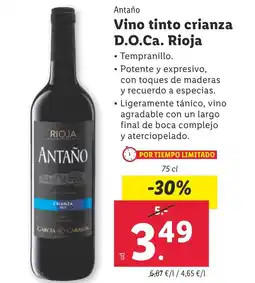 Lidl ANTAÑO Vino tinto crianza D.O.Ca. Rioja oferta