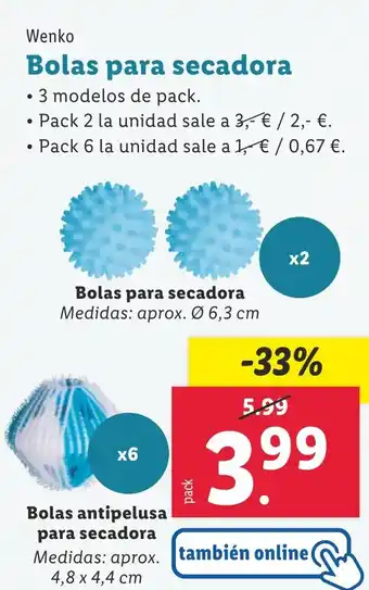 Lidl WENKO Bolas para secadora oferta