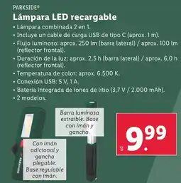 Lidl PARKSIDE® Lámpara LED recargable oferta