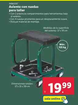 Lidl PARKSIDE Asiento con ruedas para taller oferta