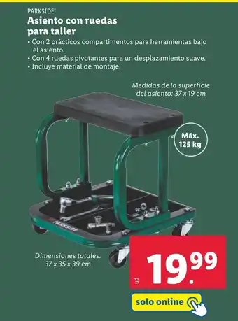 Lidl PARKSIDE Asiento con ruedas para taller oferta