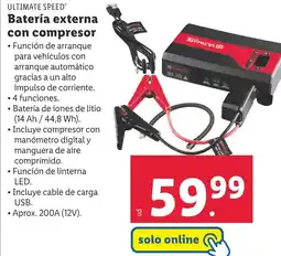 Lidl ULTIMATE SPEED® Batería externa con compresor oferta