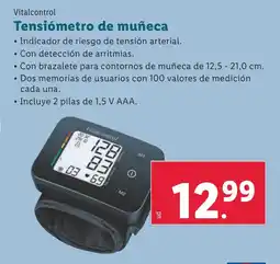 Lidl VITALCONTROL Tensiómetro de muñeca oferta