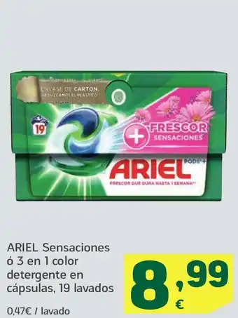 HiperDino ARIEL Sensaciones ó 3 en 1 color detergente en cápsulas, 19 lavados oferta