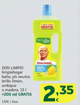 HiperDino DON LIMPIO limpiahogar baño, ph neutro, brillo limón, ambipur o madera oferta