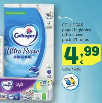 HiperDino COLHOGAR papel higiénico ultra suave, pack 24 rollos oferta