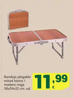 HiperDino Bandeja plegable mitad hierro / madera noga 56x34x22 cm oferta