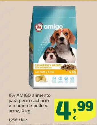 HiperDino IFA AMIGO alimento para perro cachorro y madre de pollo y arroz, oferta