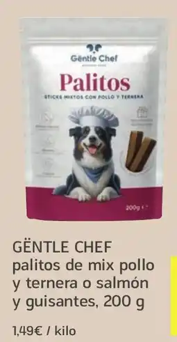 HiperDino GENTLE CHEF palitos de mix pollo y ternera o salmón y guisantes oferta