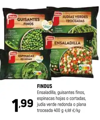 Coviran FINDUS Ensaladilla, guisantes finos, espinacas hojas o cortadas, judía verde redonda o plana troceada oferta