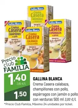 Coviran GALLINA BLANCA Crema Casera calabaza, champiñones con pollo espárragos con jamón o pollo con verduras oferta