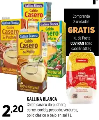 Coviran GALLINA BLANCA Caldo casero de puchero, carne, cocido, pescado, verduras, pollo clásico o bajo en sal oferta