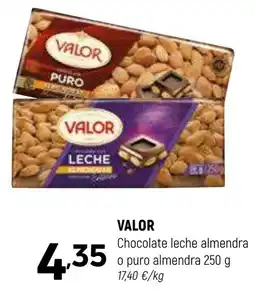 Coviran VALOR Chocolate leche almendra o puro almendra oferta