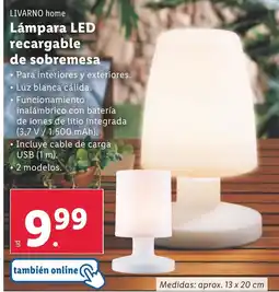 Lidl LIVARNO HOME Lámpara LED recargable de sobremesa oferta