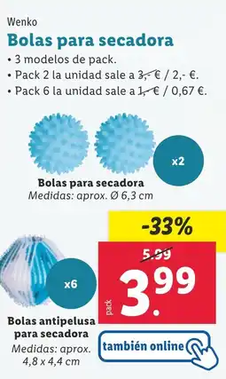 Lidl WENKO Bolas para secadora oferta