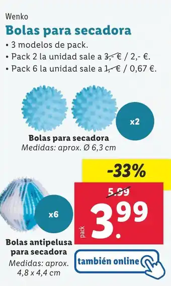 Lidl WENKO Bolas para secadora oferta