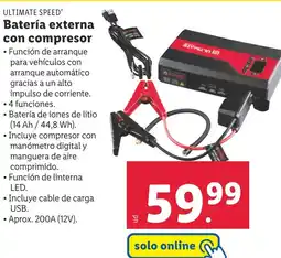 Lidl ULTIMATE SPEED® Batería externa con compresor oferta