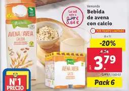 Lidl VEMONDO Bebida de avena con calcio oferta