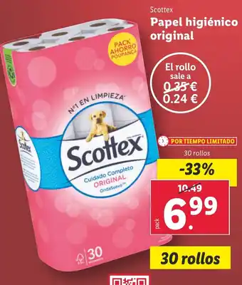 Lidl SCOTTEX Papel higiénico original oferta