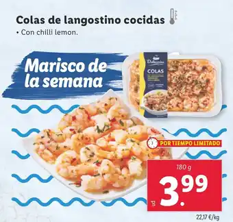 Lidl Colas de langostino cocidas oferta