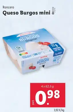 Lidl RONCERO Queso Burgos mini oferta