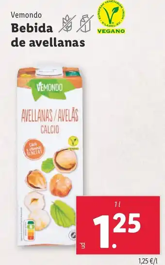 Lidl VEMONDO Bebida de avellanas oferta