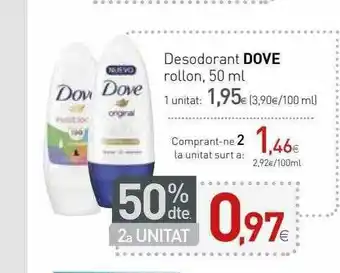 Condis 50% Dte 2a Unitat Desodorante Dove Rollon oferta