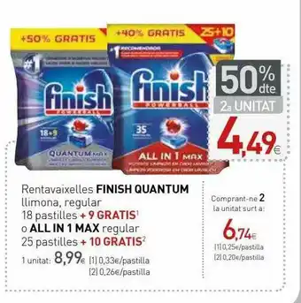 Condis 50% Dte 2a Unitat Rentavaixelles Finish Quantum Llimona Regular O All In 1 Max oferta