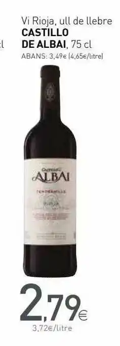 Condis Vi Rioja Ull De Llebre Castillo De Albai 75cl oferta