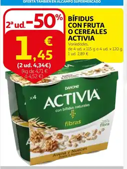 Alcampo Bifidus con fruta o cereales activia oferta