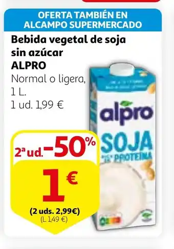 Alcampo ALPRO Bebida vegetal de soja sin azúcar oferta