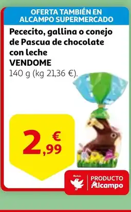 Alcampo VENDOME Pececito, gallina o conejo de Pascua de chocolate con leche oferta