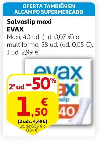 Alcampo EVAX Salvaslip maxi oferta